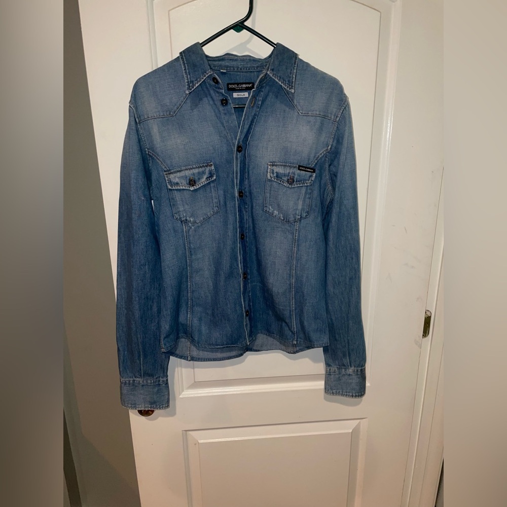 New! Dolce & Gabanna Men’s Blue Denim Western Button Down 🤠 16/41 - Picture 11 of 15
